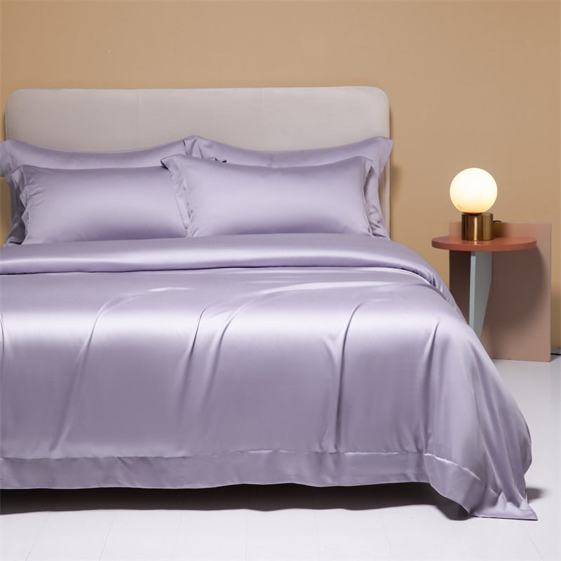 120 Lanjing Silk Bedding Set with Four Pieces of Ice Silk Bed Sheet and Duvet Cover. Made for higher sleep quality and comfort.